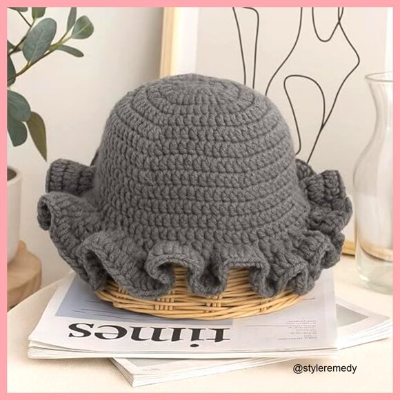Crochet Bucket Hat Women Knit Floppy Cap Handmade Beanie Outdoor Travel main image 3